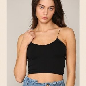 Black Seamless Brami with Ribbed Bottom